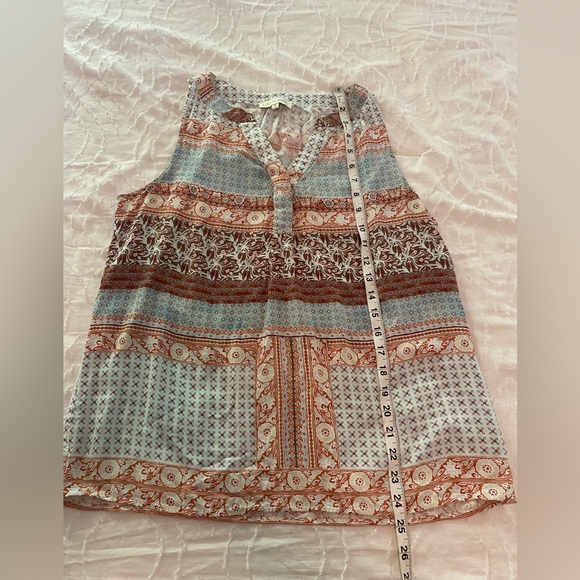 Anthropologie Lucy & Laurel Brown and Blue Sleeveless Boho Blouse Size M - Picture 3 of 5